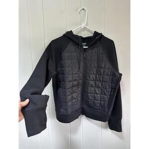 Old navy active Black Quilted Front Zip Hoodie Jacket size medium